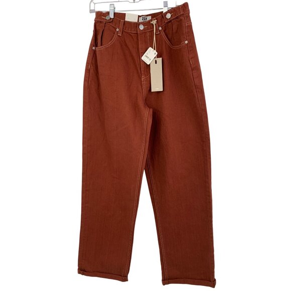 Free People ZGY Hi & Loose Super HR Rust Orange Denim Jeans Size 29 8687 - Picture 3 of 10